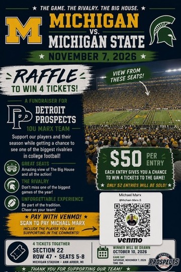 Michigan versus Michigan State ticket raffle flyer